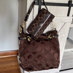 Coach Brown Poppy Purse with Full Sized Wallet to match!